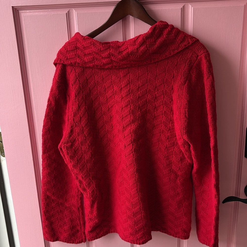 JM Collection Vibrant Red Women's Cardigan - Picture 4 of 4